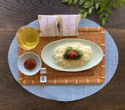 盛り付けされた手延べうどんの写真